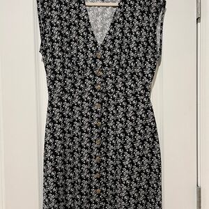 LOFT Petite Bloom Button Flare Dress